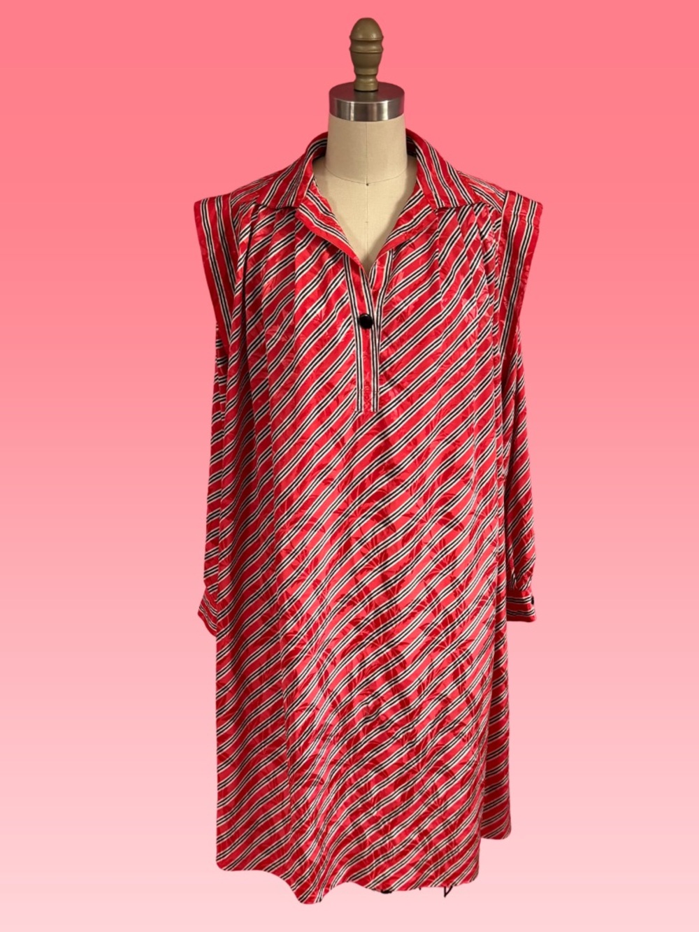 Vintage 70s/80s Stripe Satin MuuMuu / Kaftan Maxi Dress 8